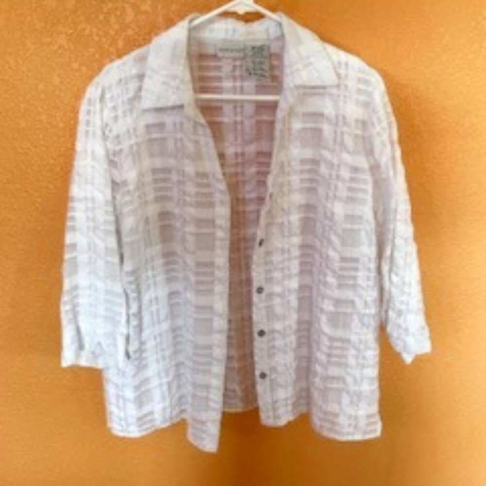 See thru blouse-all white-large size